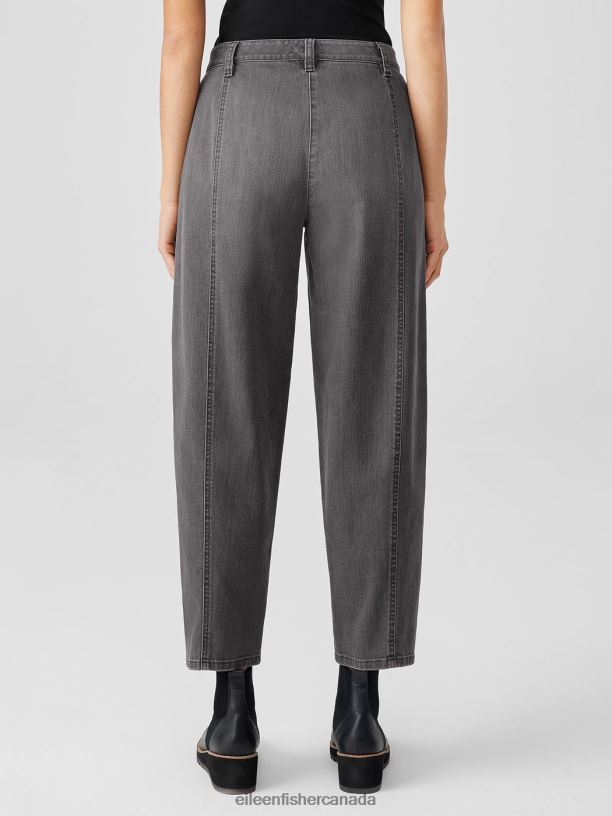 EILEEN FISHER Organic Cotton Stretch Lantern Jean Easy Fit Ankle Length Women CARBON Clothing 024FN620