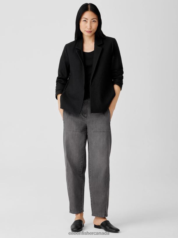 EILEEN FISHER Organic Cotton Stretch Lantern Jean Easy Fit Ankle Length Women CARBON Clothing 024FN734