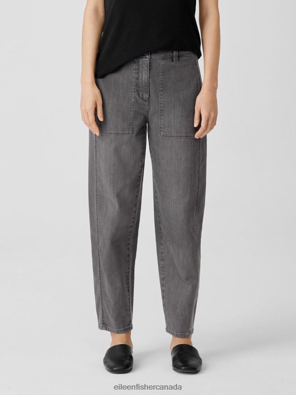 EILEEN FISHER Organic Cotton Stretch Lantern Jean Easy Fit Ankle Length Women CARBON Clothing 024FN734