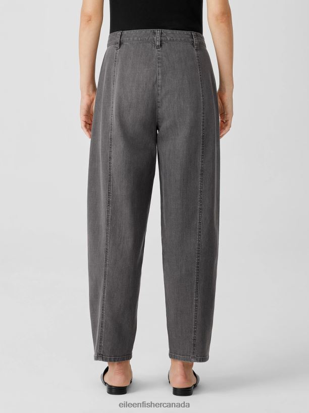 EILEEN FISHER Organic Cotton Stretch Lantern Jean Easy Fit Ankle Length Women CARBON Clothing 024FN734