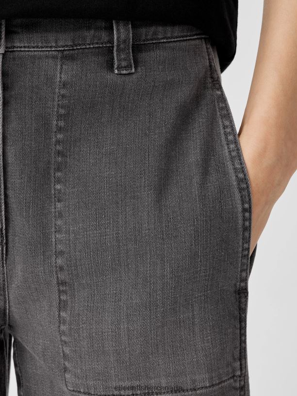 EILEEN FISHER Organic Cotton Stretch Lantern Jean Easy Fit Ankle Length Women CARBON Clothing 024FN734