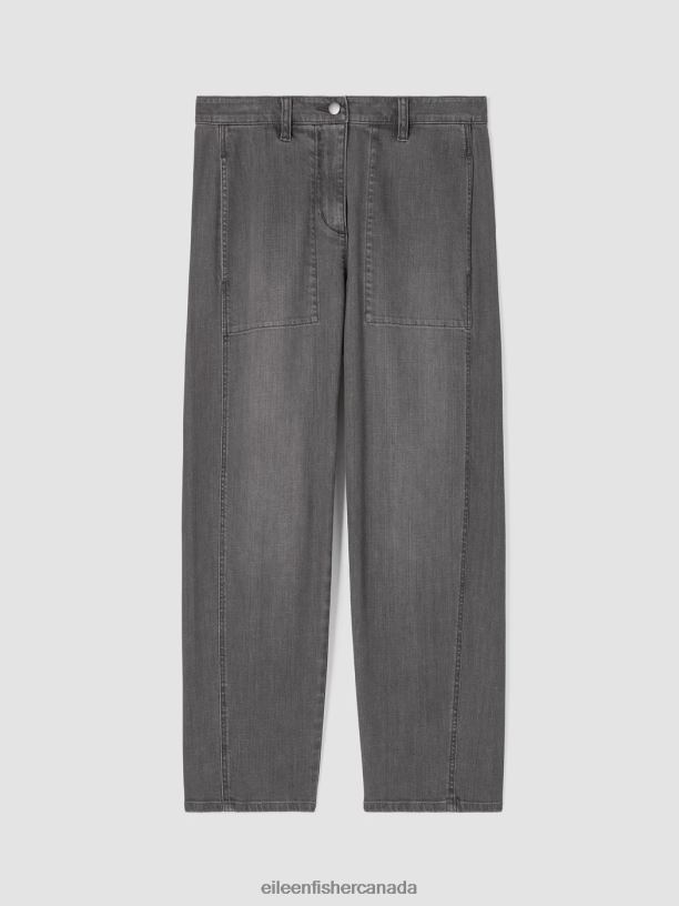EILEEN FISHER Organic Cotton Stretch Lantern Jean Easy Fit Ankle Length Women CARBON Clothing 024FN734
