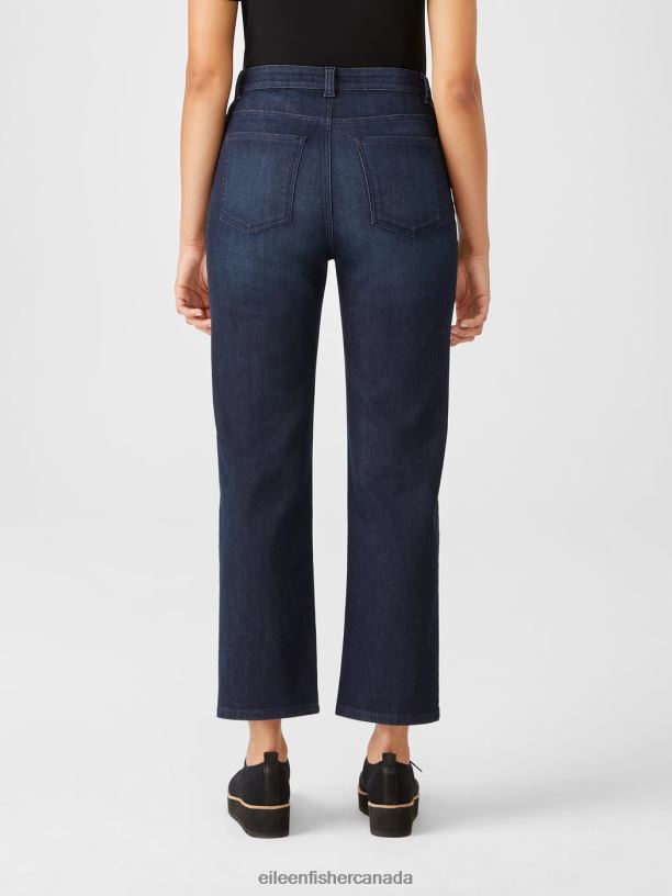 EILEEN FISHER Organic Cotton Stretch Straight Ankle Jean Women UTILITY BLUE Clothing 024FN735
