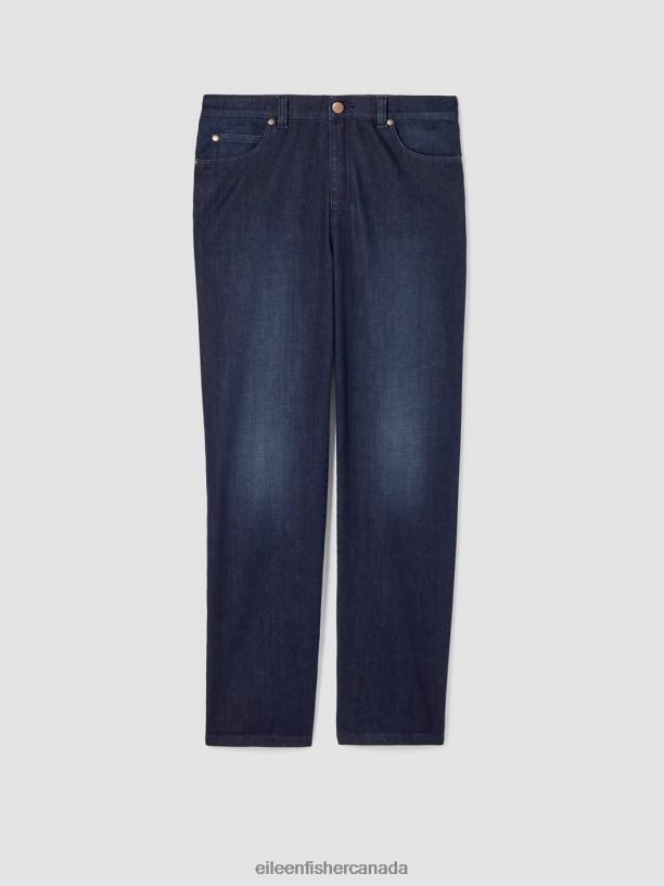 EILEEN FISHER Organic Cotton Stretch Straight Ankle Jean Women UTILITY BLUE Clothing 024FN735