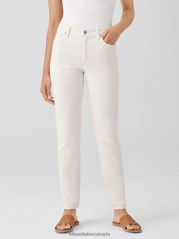 EILEEN FISHER Undyed Organic Cotton Denim High-Waisted Jean Slim Fit Full Length Women UNDYED NATURAL Clothing 024FN617