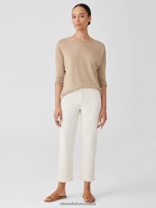 EILEEN FISHER Undyed Organic Cotton Denim Straight Jean Easy Fit Ankle Length Women UNDYED NATURAL Clothing 024FN615