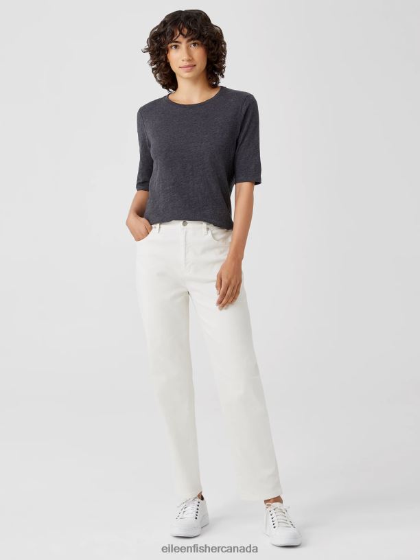 EILEEN FISHER Undyed Organic Cotton Stretch Straight Jean Easy Fit Ankle Length Women UNDYED NATURAL Clothing 024FN737