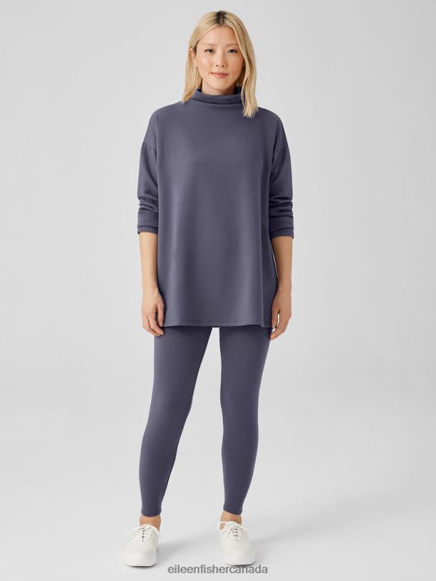 EILEEN FISHER Cozy Brushed Terry Hug High-Waisted Leggings Slim Fit Ankle Length Women BLACK Clothing 024FN676