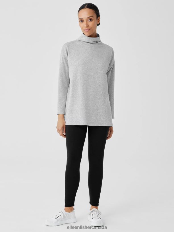 EILEEN FISHER Cozy Brushed Terry Hug High-Waisted Leggings Slim Fit Ankle Length Women BLACK Clothing 024FN677