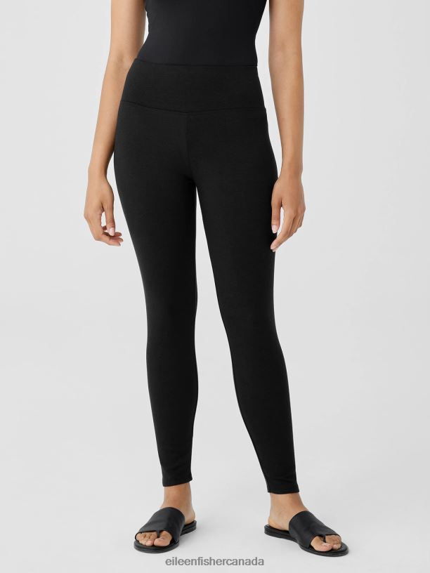 EILEEN FISHER Cozy Brushed Terry Hug High-Waisted Leggings Slim Fit Ankle Length Women BLACK Clothing 024FN677