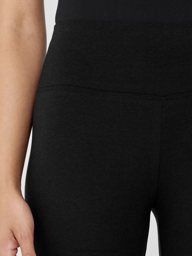 EILEEN FISHER Cozy Brushed Terry Hug High-Waisted Leggings Slim Fit Ankle Length Women BLACK Clothing 024FN677