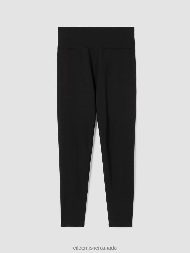 EILEEN FISHER Cozy Brushed Terry Hug High-Waisted Leggings Slim Fit Ankle Length Women BLACK Clothing 024FN677