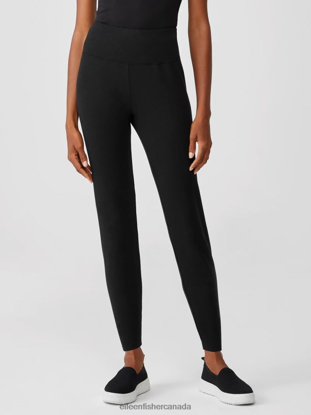 EILEEN FISHER Cozy Brushed Terry Hug High-Waisted Leggings Slim Fit Ankle Length Women BLACK Clothing 024FN767