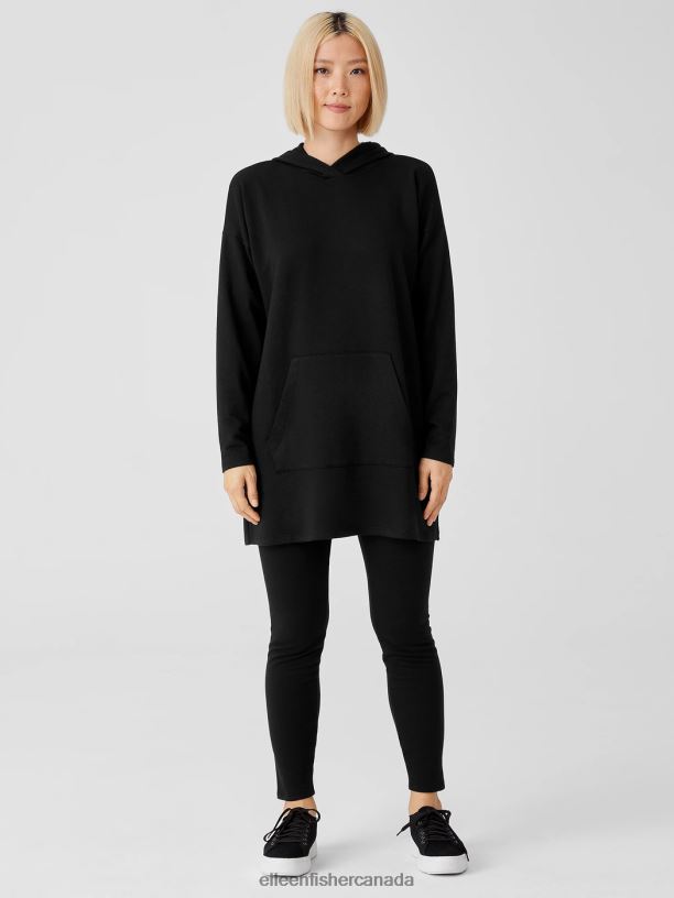 EILEEN FISHER Cozy Brushed Terry Hug High-Waisted Leggings Slim Fit Ankle Length Women BLACK Clothing 024FN767