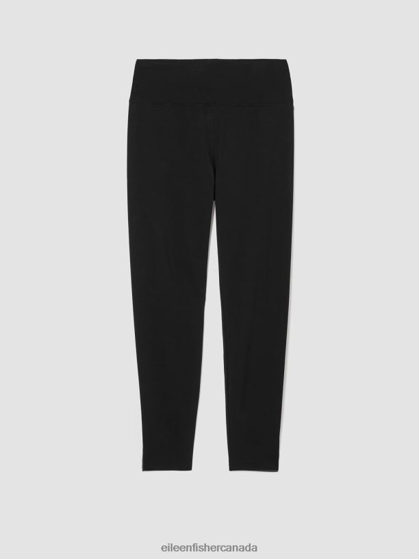 EILEEN FISHER Cozy Brushed Terry Hug High-Waisted Leggings Slim Fit Ankle Length Women BLACK Clothing 024FN767