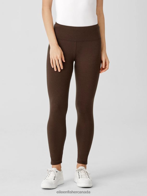 EILEEN FISHER Cozy Brushed Terry Hug High-Waisted Leggings Slim Fit Ankle Length Women COFFEE Clothing 024FN679