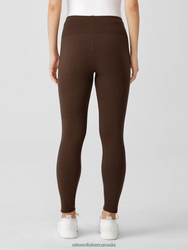 EILEEN FISHER Cozy Brushed Terry Hug High-Waisted Leggings Slim Fit Ankle Length Women COFFEE Clothing 024FN679
