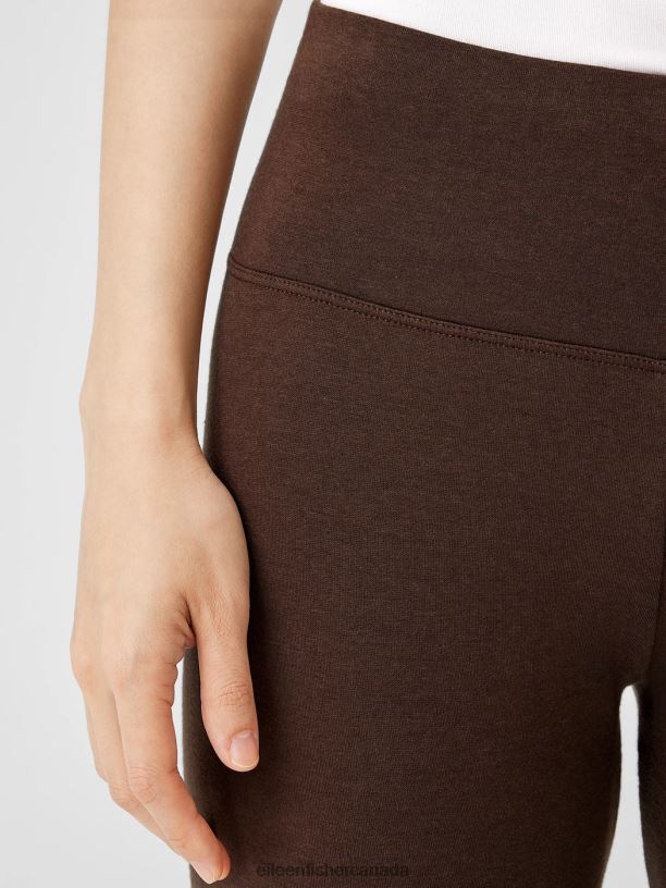 EILEEN FISHER Cozy Brushed Terry Hug High-Waisted Leggings Slim Fit Ankle Length Women COFFEE Clothing 024FN679