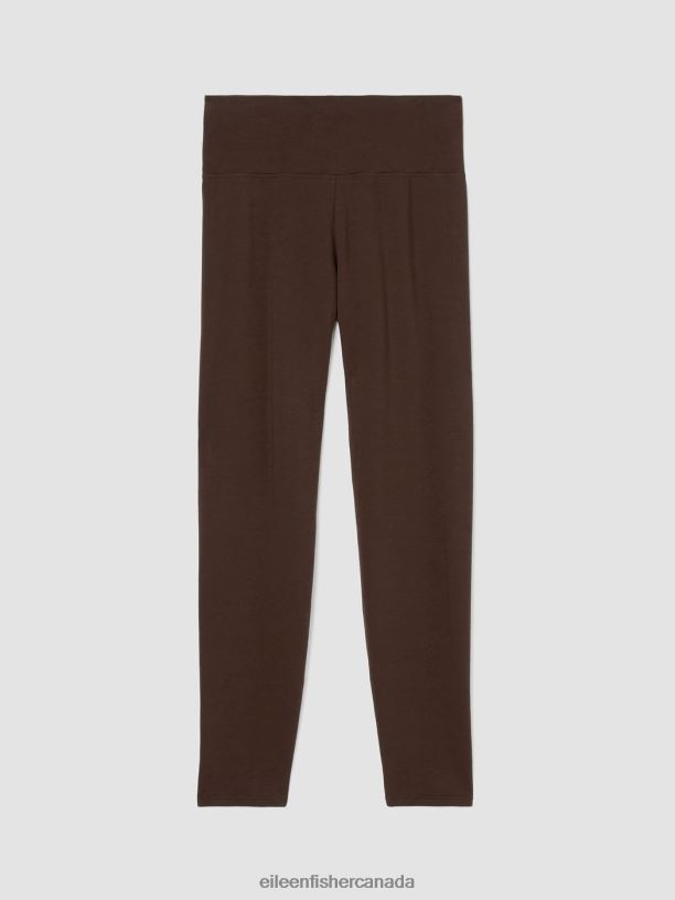 EILEEN FISHER Cozy Brushed Terry Hug High-Waisted Leggings Slim Fit Ankle Length Women COFFEE Clothing 024FN679
