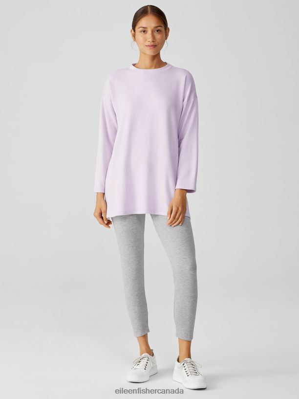 EILEEN FISHER Cozy Brushed Terry Hug High-Waisted Leggings Slim Fit Ankle Length Women DARK PEARL Clothing 024FN678