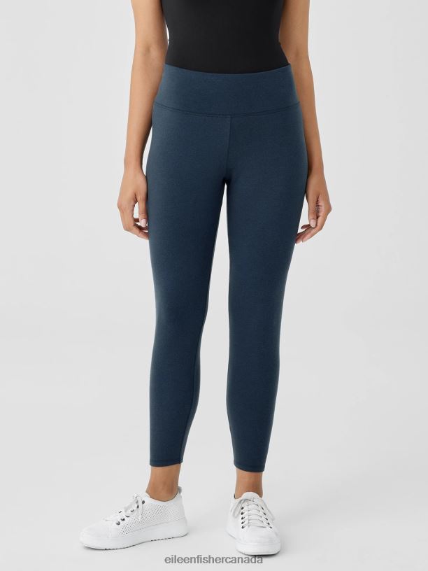 EILEEN FISHER Cozy Brushed Terry Hug High-Waisted Leggings Slim Fit Ankle Length Women DEEP ADRIATIC Clothing 024FN682