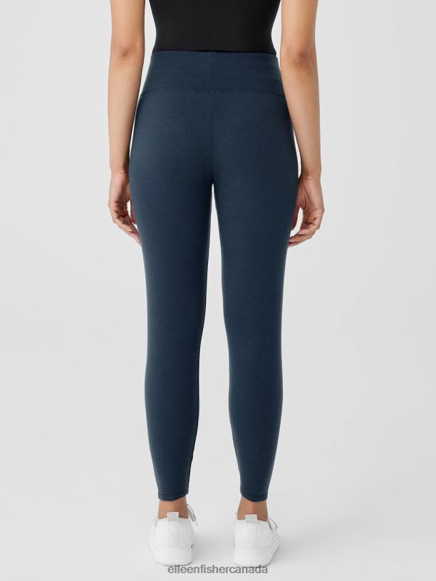EILEEN FISHER Cozy Brushed Terry Hug High-Waisted Leggings Slim Fit Ankle Length Women DEEP ADRIATIC Clothing 024FN682
