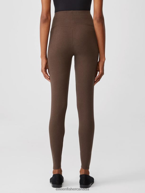 EILEEN FISHER Cozy Brushed Terry Hug High-Waisted Leggings Slim Fit Ankle Length Women ESPRESSO Clothing 024FN769