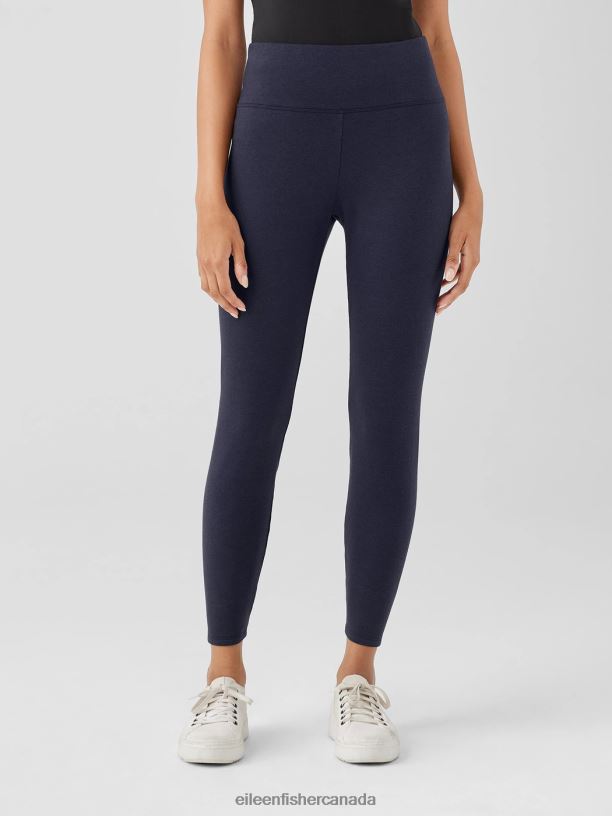 EILEEN FISHER Cozy Brushed Terry Hug High-Waisted Leggings Slim Fit Ankle Length Women NOCTURNE Clothing 024FN681