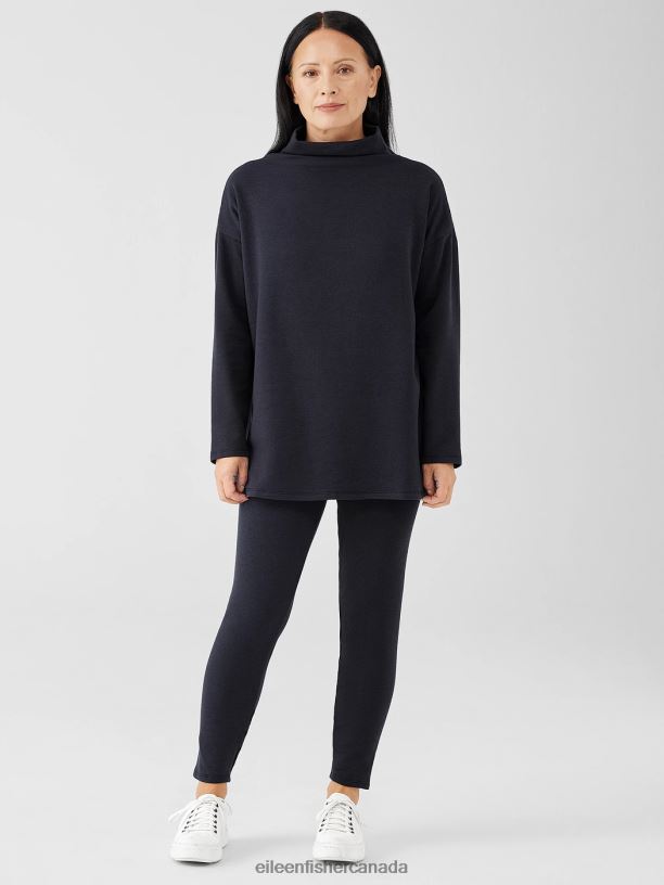 EILEEN FISHER Cozy Brushed Terry Hug High-Waisted Leggings Slim Fit Ankle Length Women NOCTURNE Clothing 024FN681