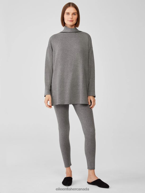 EILEEN FISHER Cozy Brushed Terry Hug Leggings Slim Fit Ankle Length Women ASH Clothing 024FN792