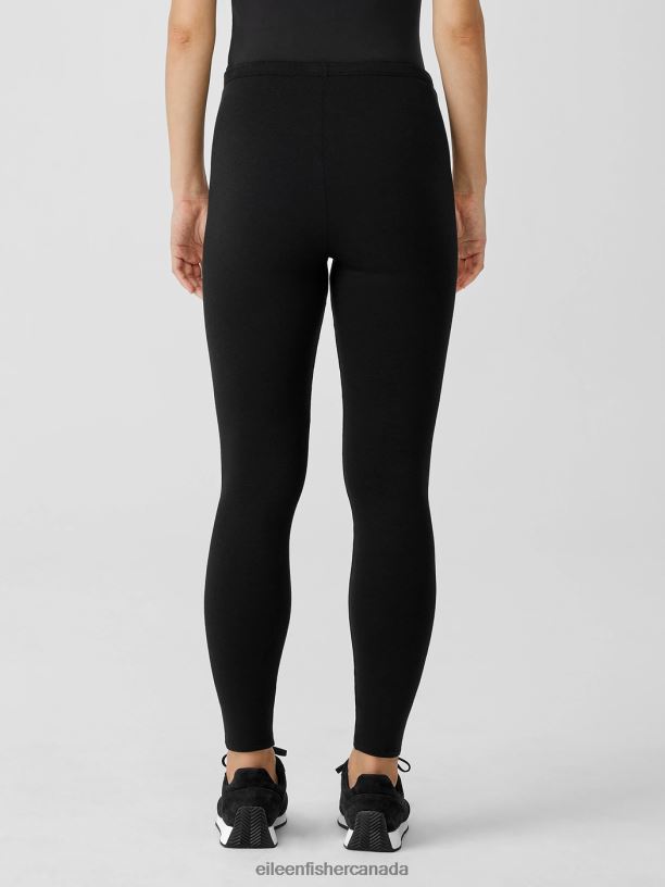 EILEEN FISHER Cozy Brushed Terry Hug Leggings Slim Fit Ankle Length Women BLACK Clothing 024FN673