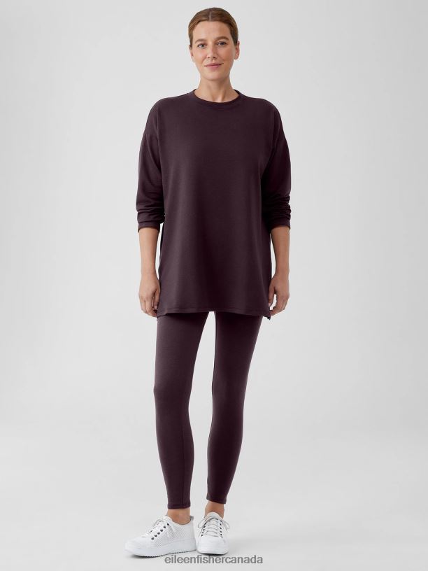 EILEEN FISHER Cozy Brushed Terry Hug Leggings Slim Fit Ankle Length Women CASSIS Clothing 024FN674