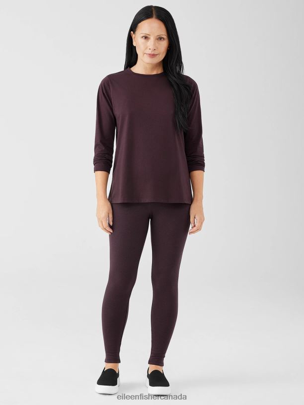 EILEEN FISHER Cozy Brushed Terry Hug Leggings Slim Fit Ankle Length Women CASSIS Clothing 024FN674