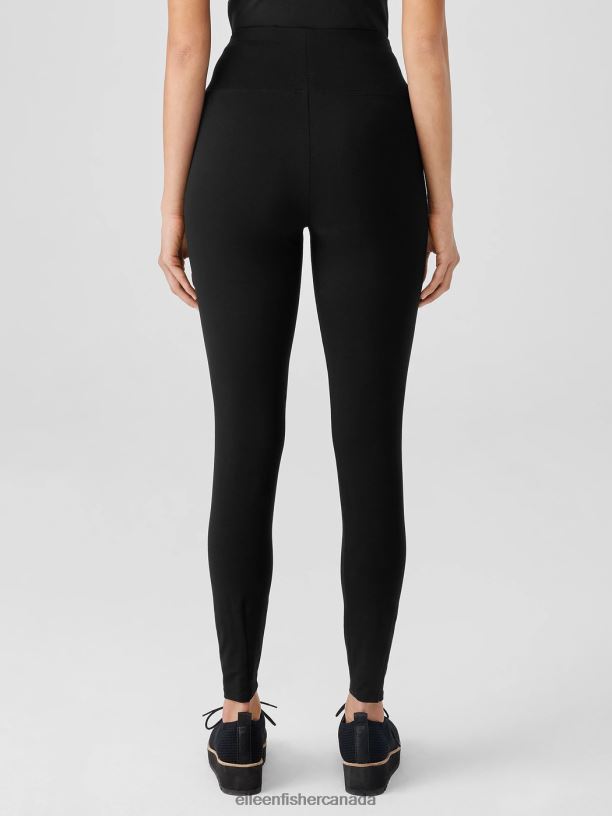EILEEN FISHER Stretch Jersey Knit High-Waisted Leggings Slim Fit Ankle Length Women BLACK Clothing 024FN675