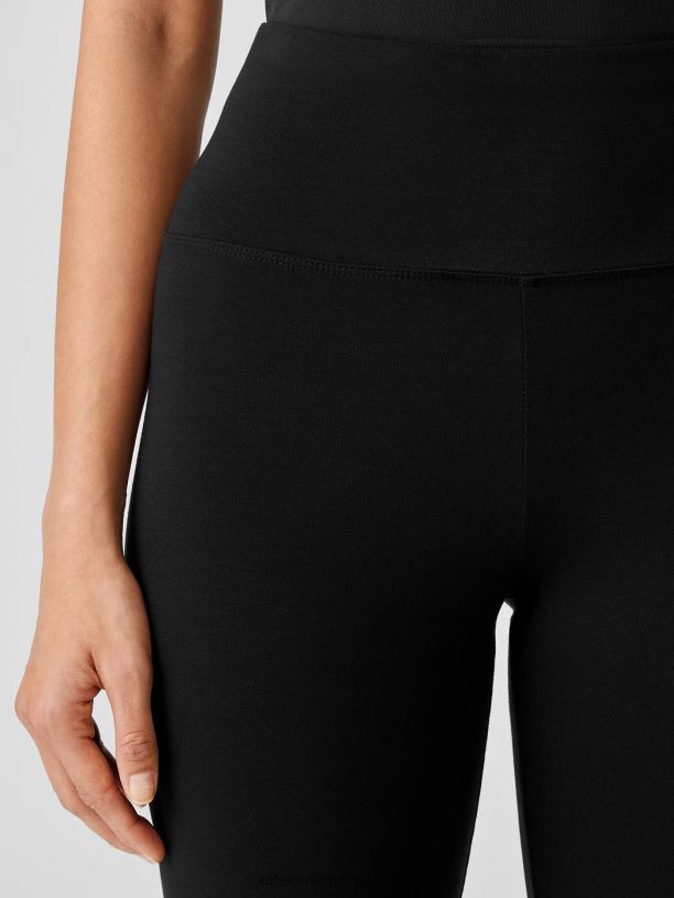 EILEEN FISHER Stretch Jersey Knit High-Waisted Leggings Slim Fit Ankle Length Women BLACK Clothing 024FN675