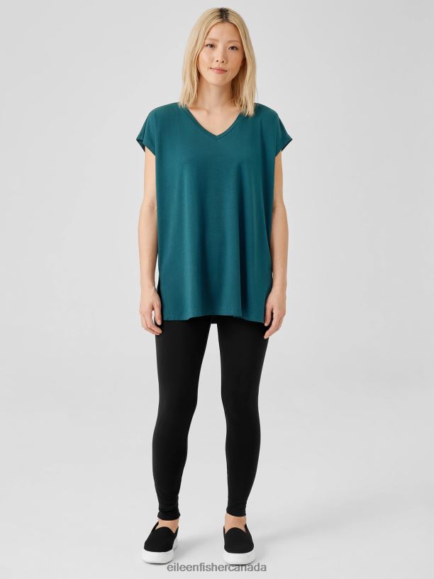 EILEEN FISHER Stretch Jersey Knit High-Waisted Leggings Slim Fit Ankle Length Women BLACK Clothing 024FN675