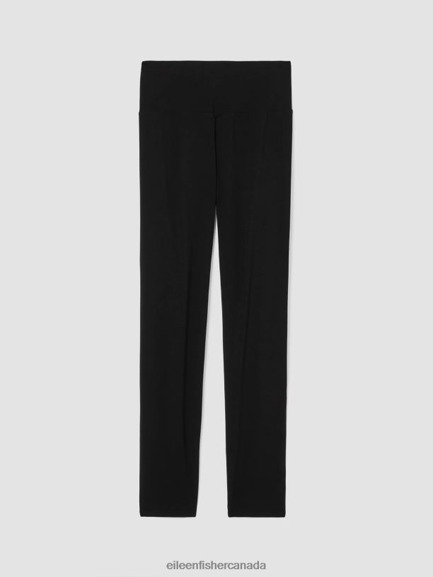 EILEEN FISHER Stretch Jersey Knit High-Waisted Leggings Slim Fit Ankle Length Women BLACK Clothing 024FN675