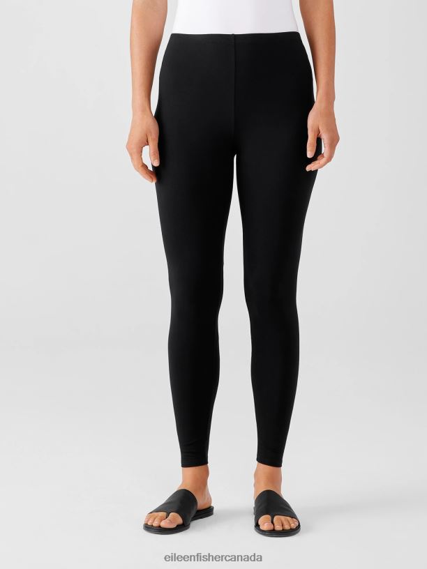 EILEEN FISHER Stretch Jersey Knit Leggings Slim Fit Ankle Length Women BLACK Clothing 024FN773