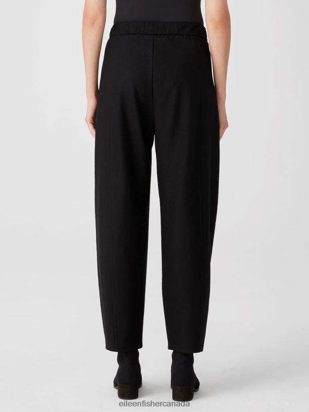 EILEEN FISHER Boiled Wool Jersey Pleated Lantern Pant Easy Fit Ankle Length Women BLACK Clothing 024FN819