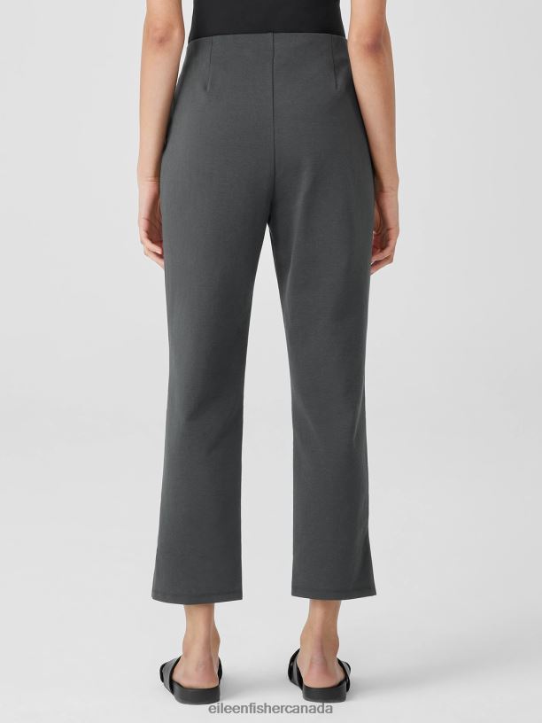 EILEEN FISHER Cotton Blend Ponte Pant with Slits Slim Fit Cropped Length Women BLACK Clothing 024FN606