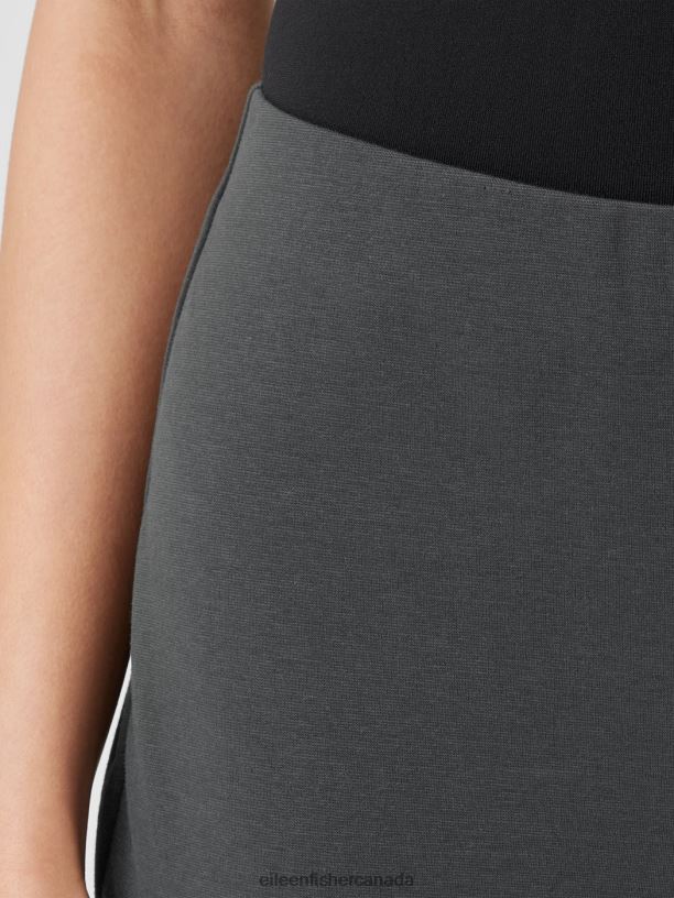 EILEEN FISHER Cotton Blend Ponte Pant with Slits Slim Fit Cropped Length Women BLACK Clothing 024FN606