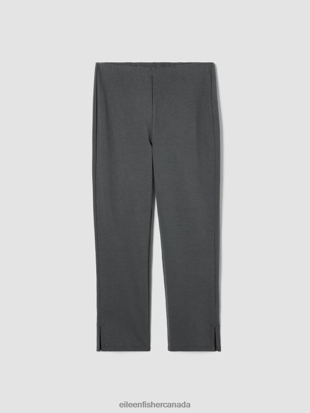 EILEEN FISHER Cotton Blend Ponte Pant with Slits Slim Fit Cropped Length Women BLACK Clothing 024FN606