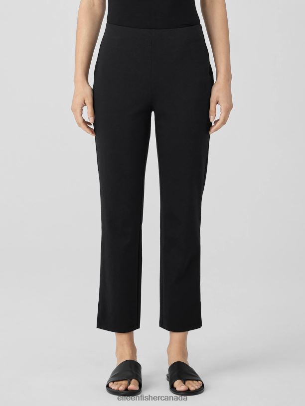 EILEEN FISHER Cotton Blend Ponte Pant with Slits Slim Fit Cropped Length Women BLACK Clothing 024FN607