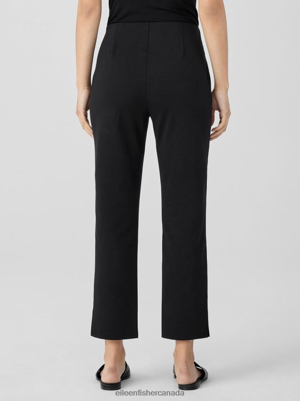 EILEEN FISHER Cotton Blend Ponte Pant with Slits Slim Fit Cropped Length Women BLACK Clothing 024FN607