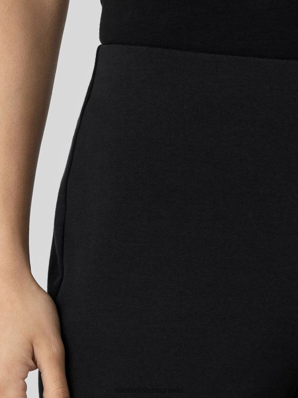 EILEEN FISHER Cotton Blend Ponte Pant with Slits Slim Fit Cropped Length Women BLACK Clothing 024FN607