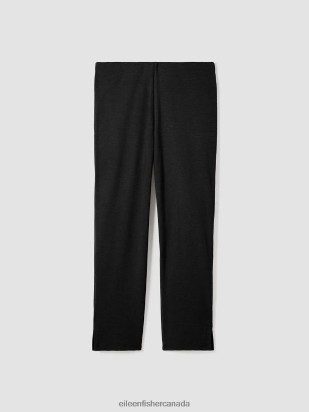 EILEEN FISHER Cotton Blend Ponte Pant with Slits Slim Fit Cropped Length Women BLACK Clothing 024FN607