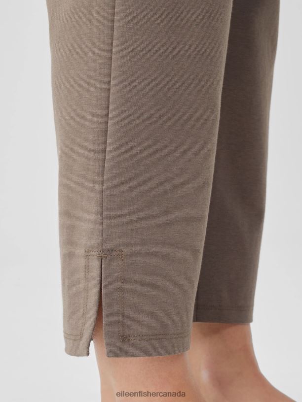 EILEEN FISHER Cotton Blend Ponte Pant with Slits Slim Fit Cropped Length Women COBBLESTONE Clothing 024FN608