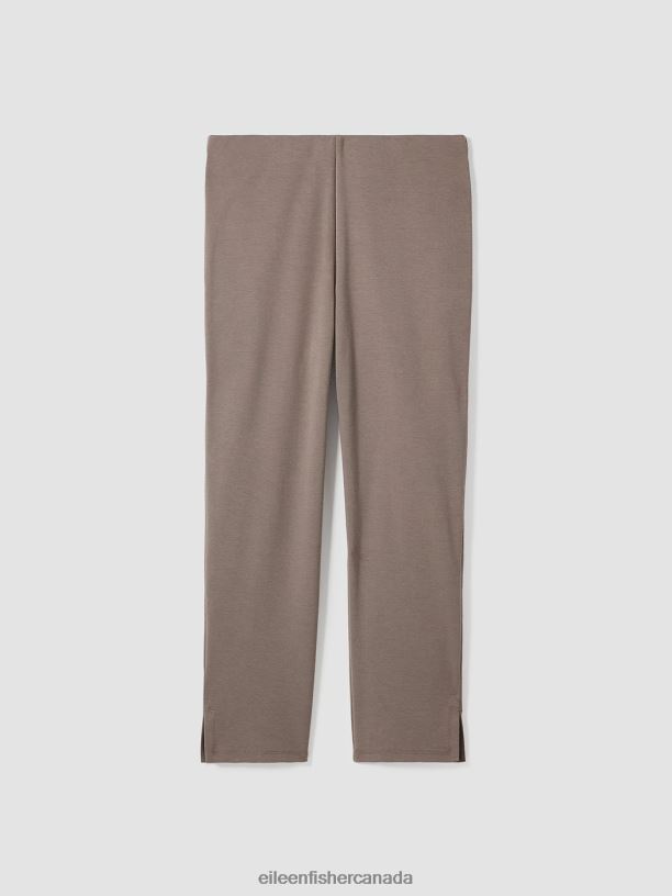 EILEEN FISHER Cotton Blend Ponte Pant with Slits Slim Fit Cropped Length Women COBBLESTONE Clothing 024FN608