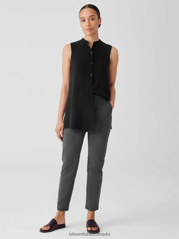 EILEEN FISHER Cotton Blend Ponte Slim Pant Slim Fit Ankle Length Women BLACK Clothing 024FN602