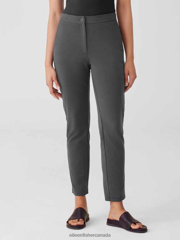 EILEEN FISHER Cotton Blend Ponte Slim Pant Slim Fit Ankle Length Women BLACK Clothing 024FN602